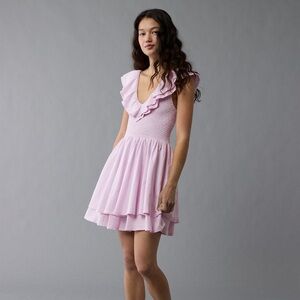 American Eagle Outfitters Light Pink Ruffled Mini Dress